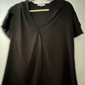Calvin Klein V-Neck Black Short-Sleeve Blouse, L
